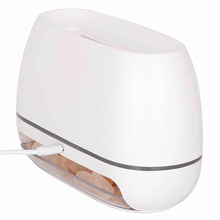 Wood Grain Color Himalayan Salt Flame Aroma Diffuser - 250ml Ultrasonic Humidifier with 7-Color LED Light for Relaxation and Decor