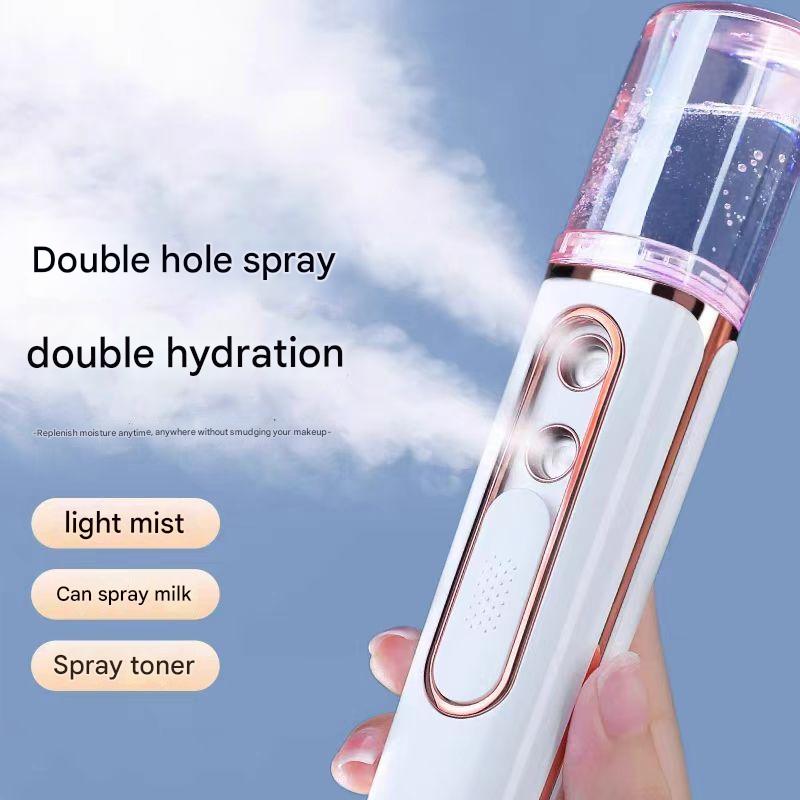 Purple Dual Nozzle Nano Facial Mister - USB Rechargeable Hydrating Spray