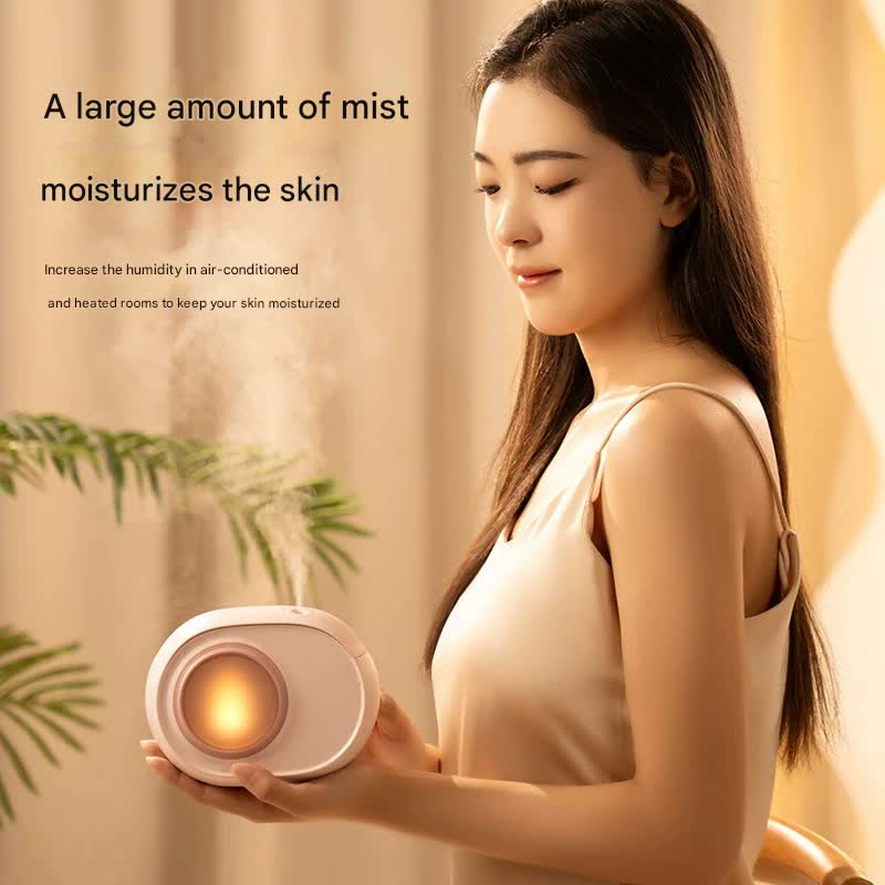 Compact Dual-Nozzle Humidifier with Ambient Light - USB-C Rechargeable, Two Mist Modes(white)