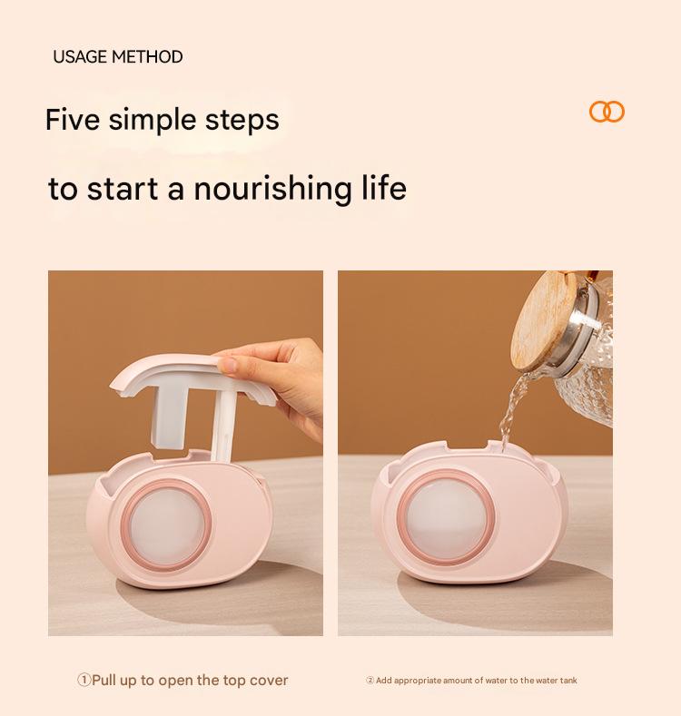 Compact Dual-Nozzle Humidifier with Ambient Light - USB-C Rechargeable, Two Mist Modes(white)