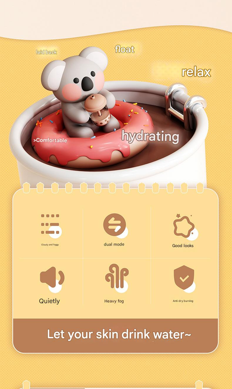 Adorable Koala Milk Tea Cup Humidifier - 450ml USB Air Diffuser with Dual Mist Modes(Cheese Strawberry)