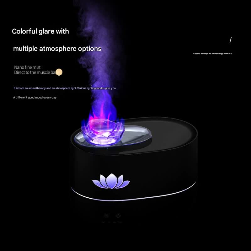 Creative Aroma Diffuser & Humidifier with 7-Hue Light - USB-C, Intelligent Timer & Delicate Mist(Lotus Aromatherapy Machine - Black)