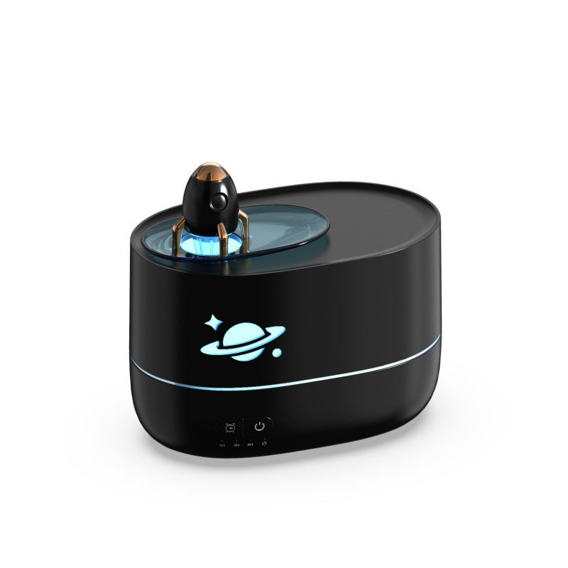 Creative Aroma Diffuser & Humidifier with 7-Hue Light - USB-C, Intelligent Timer & Delicate Mist(Rocket Aromatherapy Machine - Black)