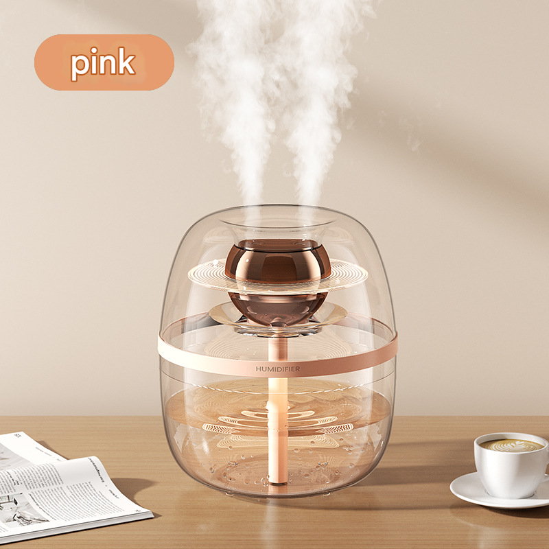 Pink Crystal Clear Dual Mist Humidifier - Ultrasonic Cool Mist & Quiet Operation with Ambient Night Light for Bedroom & Office
