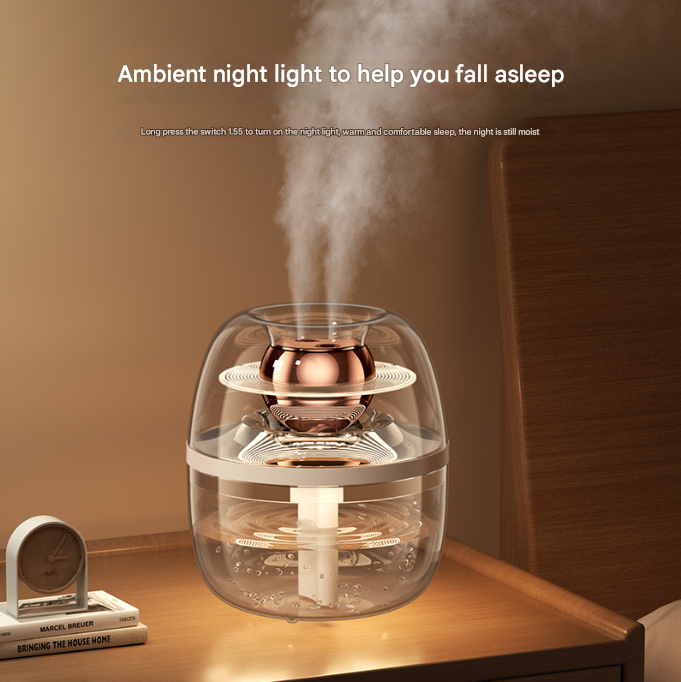Pink Crystal Clear Dual Mist Humidifier - Ultrasonic Cool Mist & Quiet Operation with Ambient Night Light for Bedroom & Office